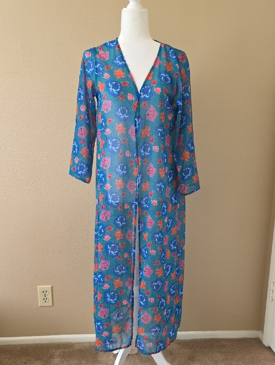 Solkissed Other - Solkissed Blue Floral Printed Barcelona Kimono Coverup Beach Vacation Coastal